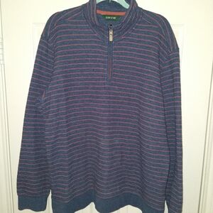 Orvis Striped Quarter Zip Long Sleeve Pullover Men's sz Large